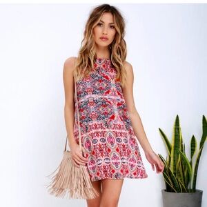 Lulus Design Major Red Print Swing Dress